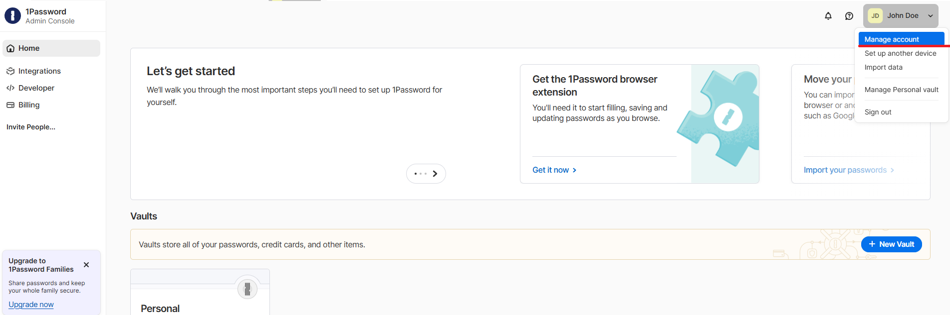 Select 1Password Account