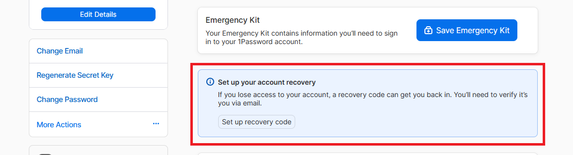 Set Up 1Password Recovery