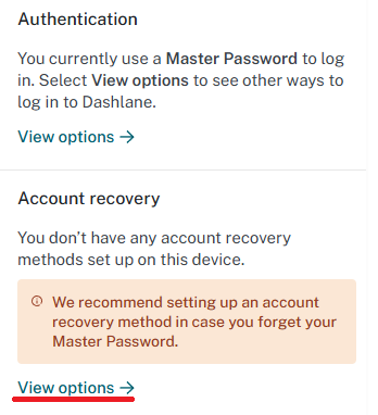 Dashlane View Options
