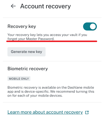 Get Dashlane Recovery Key