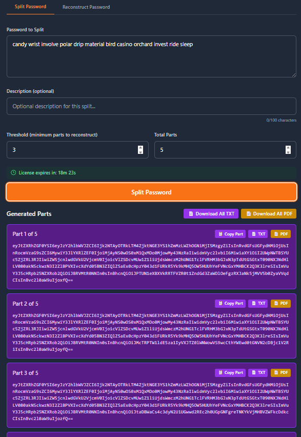 MetaMask Password Splitted